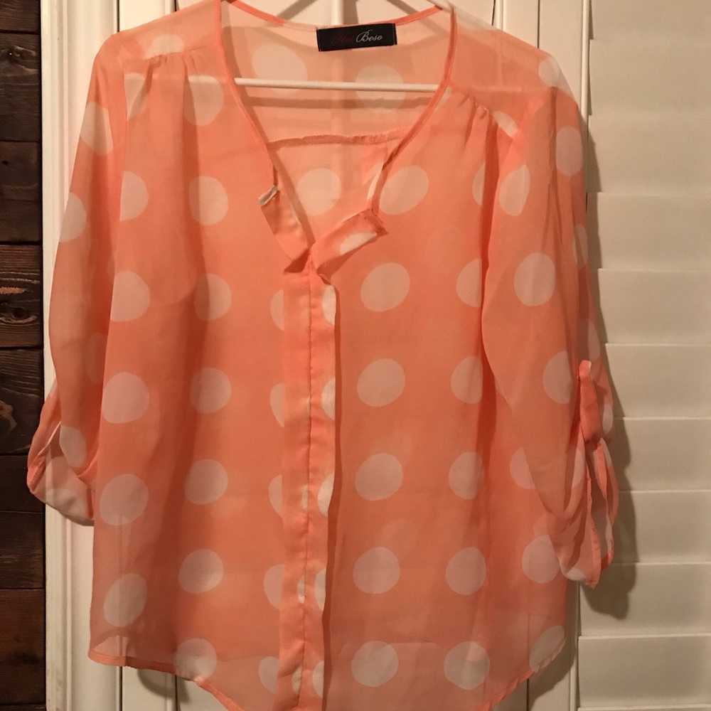 Light pink polka dot top